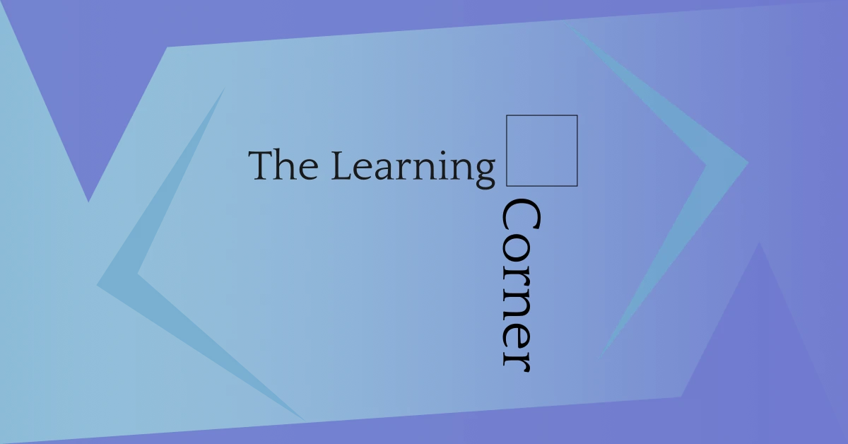 Blue background with text stating "The Learning Corner".